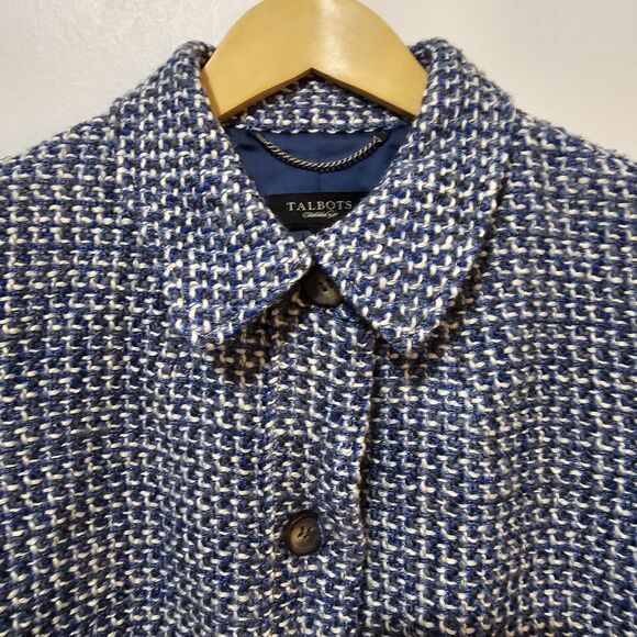 Talbots - Blazer Collared Tweed Knit- Size 12 - Blue - Wool Blend - Picture 4 of 8